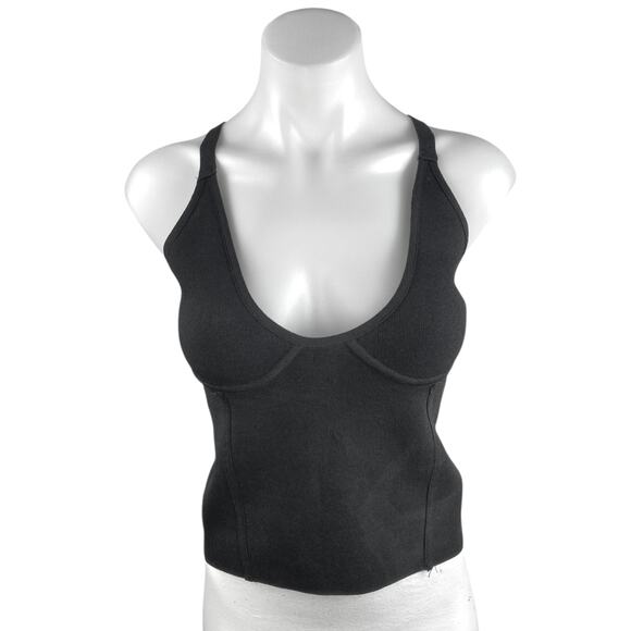 Zara Black Sleeveless Scoop Neck Cross Back Corset Bustier Cami Tank Top Size S - Picture 1 of 4